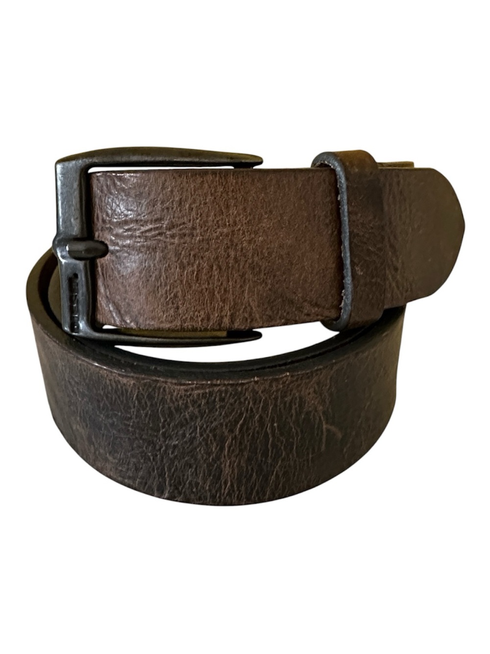 Diesel Distressed Leather Belt in Brown Men's Waist Size 40